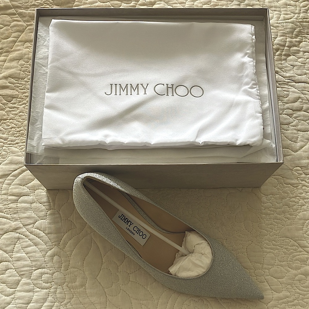NWT Jimmy Choo Rene 65 - Silver Glitter/Metallic, size 39 - Picture 5 of 8